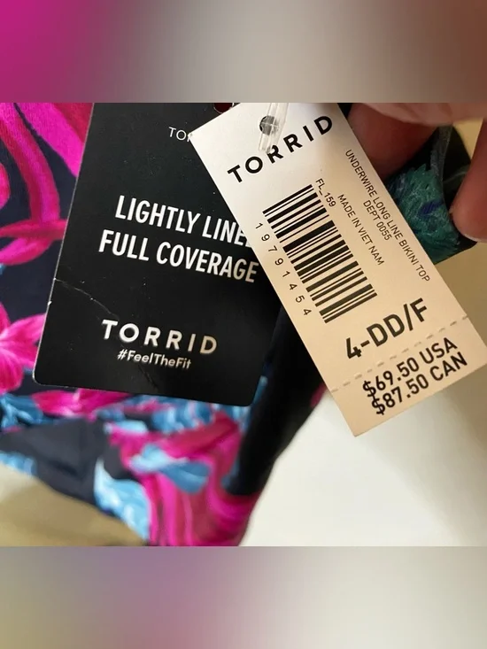 NWT Torrid underwire long-line bikini top featuring a dark floral print - Picture 5 of 10